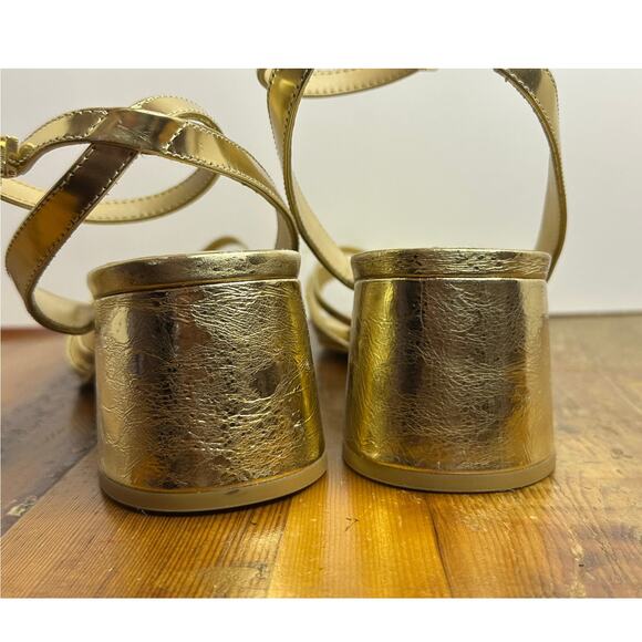 Dolce Vita Women's Blakly Gold Block Heel Sandal Size 10 Glam Evening Shoes - Picture 5 of 8